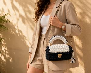 Hot Sale Stylish T <b>Shirt</b> Yarn Handbag with Spacious Interior and Durable Crochet Design for Shopping and Everyday Use for Sale - Product Image 3