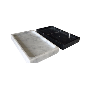 Exclusive Quality White And <b>Black</b> Color Serving <b>Tray</b> For Restaurant And Hotel Decorative Marble <b>Trays</b> In India - Product Image 1