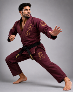 ชุดยิวยิตสู Genteele BJJ สีแดง ลายเพิร์ลวีฟ 450 GSM ทรงปกติสำหรับผู้ชาย ปักโลโก้ ชุดศิลปะการต่อสู้สำหรับผู้ใหญ่ - Product Image 6