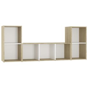 3 pezzi bianco e Sonoma rovere TV Set legno ingegnerizzato per soggiorno - Product Image 2