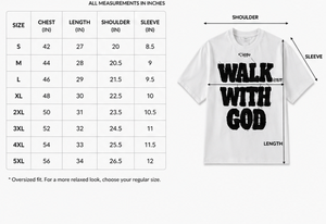 เสื้อยืดโอเวอร์ไซส์สีขาวสำหรับผู้ชาย ลายปัก Walk With God สไตล์ Distress พิมพ์ลายกราฟิก ผ้าคอตตอนหนา ทรงไหล่ตก สตรีทแวร์ - Product Image 6