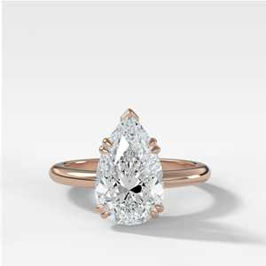 Bague de fiançailles solitaire en diamant de laboratoire 3 carats en forme de poire, sertie clos, avec bande de 1,8 mm, en or massif 14 carats, bijoux fins - Product Image 5