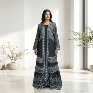 BSY Printed Open Front Abaya Modest Islamic Wear Arabic Maxi Robe Contemporary Muslim Clothing <b>for</b> Women - Product Image 4