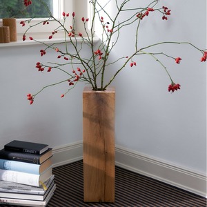 Vase de table en bois finition foncée, ton riche, vase décoratif pour fleurs, pour la décoration de table de salon et les cadeaux - Product Image 1
