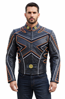Veste en cuir à carreaux pour moto X-Men 3 The Last Stand - Costume Wolverine pour la saison printanière