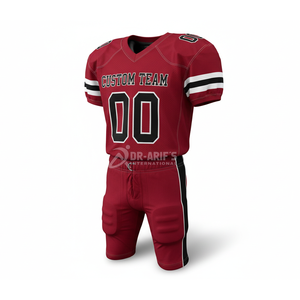 Maillot de football américain personnalisé pour équipe, rouge, col en V, manches courtes, sublimé, respirant, en mesh, uniforme sportif pour homme - Product Image 3