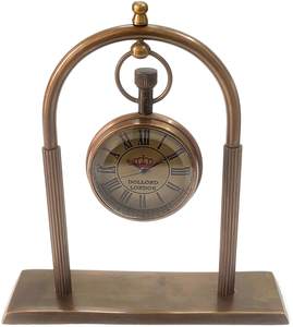 Reloj de mesa náutico de latón personalizado con base de madera Obra de Arte de metal única creada con técnica de fundición - Product Image 5