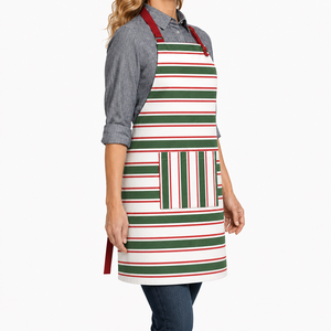 100% Cotton Stripe Design Bib <b>Apron</b> High Quality <b>Apron</b> With Customized Size And Logo <b>Kitchen</b> <b>Apron</b> for Christmas. - Product Image 4
