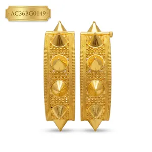 Ensemble de bracelets pyramidaux ethniques africains plaqués or 24 carats pour femmes, luxueux, gaufrés, pour mariage, sans nickel - Product Image 2