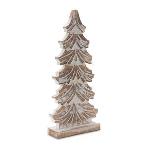 Figurine de sapin de Noël classique en bois, finition blanchie à la chaux moderne, ornement décoratif fait main pour table et décoration intérieure - Product Image 4