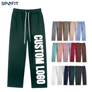Pantalon de survêtement décontracté unisexe coupe droite ample en molleton épais avec logo personnalisé style vintage streetwear - Product Image 6