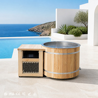 Baignoire de bain froid en cèdre rouge avec revêtement en acier inoxydable 304, bain froid ovale avec unité de refroidissement numérique à boîtier en bois