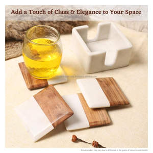 Ensemble de sous-verres en bois de marbre rustique élégant tapis de salle à manger carrés de haute qualité décor de cuisine minimaliste moderne classique - Product Image 4