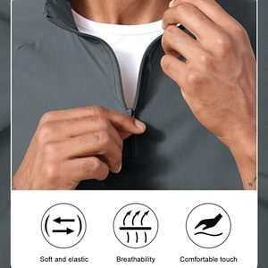 <b>Men's</b> Casual Quarter Zip <b>Pullover</b>-Athletic Windbreaker Lightweight <b>Jackets</b> Hiking Golf for <b>Men</b> Mock Neck with Pockets - Product Image 3