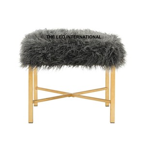 Stainless Steel Foam and Fabric Material Golden Plated <b>Ottoman</b> <b>Stool</b> Furniture Accessories Square Shape <b>Ottoman</b> <b>Stool</b> - Product Image 2