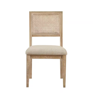 Silla de Comedor Moderna de Madera con Respaldo de Ratán y Asiento Tapizado, Diseño Escandinavo, Plegable, Muebles para el Hogar - Product Image 2