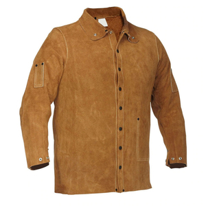 Chaqueta de Seguridad de Cuero con Cuello Abatible, Precios Económicos, Ropa de Seguridad de Manga Larga, Chaqueta de Soldadura para Hombre - Product Image 1