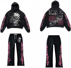 Sudadera con Capucha de Último Diseño con Hombros Caídos, Personalizada con Serigrafía de Logotipo, Chándal Acampanado 100% Algodón, Chándal de Felpa - Product Image 1