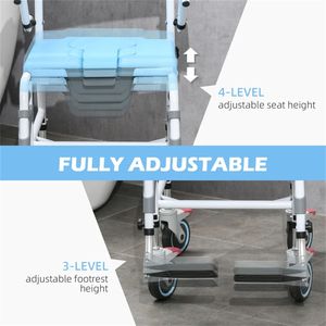 Sedia a rotelle pieghevole leggera con rivestimento a polvere per doccia e WC, per anziani, capacità di carico 150 kg - Product Image 5