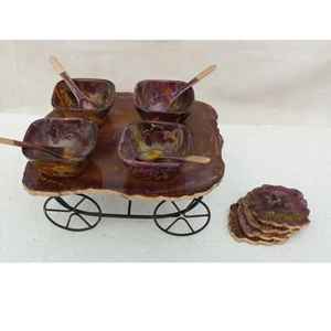 Wood Artware <b>Bamboo</b> Heat Resistant Resin Material coaster Landscape Creative Tableware Saucer Personalized Bowl <b>Mat</b> - Product Image 4