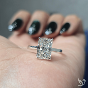 3 Ct Radiant Cut Lab Grown Diamond <b>Ring</b> <b>Statement</b> Solitaire Engagement <b>Ring</b> in 10k White Gold - Product Image 5