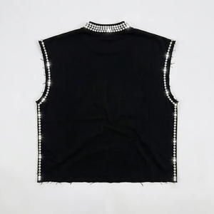 Débardeur personnalisé avec impression DTG et strass, 100% coton jersey, tissu doux, style vintage, sans manches, unisexe, OEM - Product Image 2