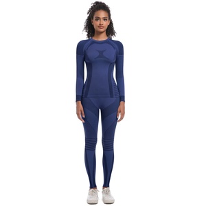 Haute qualité sans couture tricoté ajustement serré haute élastique longue <span class=keywords><strong>combinaison</strong></span> <span class=keywords><strong>de</strong></span> <span class=keywords><strong>Ski</strong></span> sport course Fitness Yoga costume pour les femmes - Product Image 2