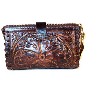 Porte-monnaie fait à la main en cuir marron pour femme, 6mm, Vintage, avec quincaillerie doré - Product Image 3