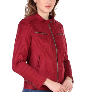 รับผลิตเสื้อแจ็คเก็ตหนังสไตล์บอมเบอร์สำหรับผู้หญิงแบบ OEM พร้อมรับทำแบรนด์ส่วนตัว  รับสกรีนโลโก้ตามแบบที่ต้องการ - Product Image 2
