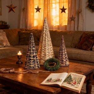 Premium quality xmas <b>trees</b> holiday gift set handcrafted water hyacinth <b>tree</b> <b>tabletop</b> decoration - Product Image 5