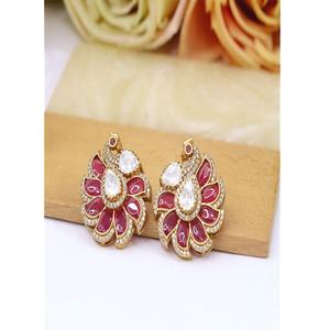 Encantadores Pendientes de Latón Chapado en Oro con Moissanita de Primera Calidad, Hermosos Pendientes Kundan para Mujeres y Niñas, Ideales para Bodas y Fiestas - Product Image 2