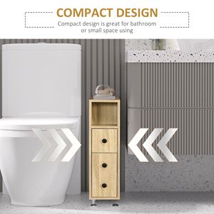 Compatto in rovere colore Freestanding mobile bagno 2 armadi aperti 1 porta 1 cassetto con 4 ruote mobili da bagno - Product Image 6