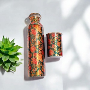 Copper Bottle Hammered Finished Outdoor Water Bottle for <b>Camping</b> Travel Sports Kitchenware on cheap price from India - Product Image 3