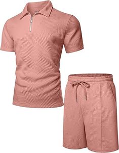 Men Summer Knitted Embroidered 100% Cotton Quick Dry Short Sleeve Custom Logo Joggers Suits Set Shirt and Short Set - Product Image 1