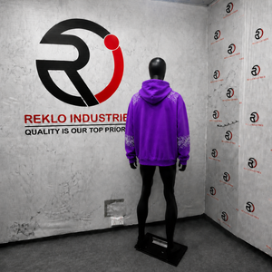 NUEVA Sudadera con capucha para hombre, morada, con cremallera y pedrería, estilo urbano oversize, con bolsillo frontal, informal, para otoño, de ajuste regular, de forro polar estampado. - Product Image 4