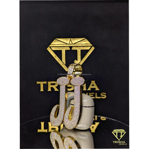 Colgante de Plata de Ley 925 Personalizado con Letra JJ, Moissanita, Estilo Hip Hop, Joyería Inicial Personalizada, Regalo de Trisha Jewel - Product Image 3