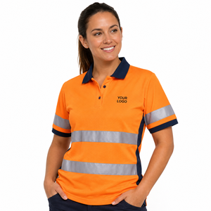 Polo de travail personnalisé en maille souple respirante pour la construction, uniforme de chantier léger, vêtements personnalisés en maille, usine de confection. - Product Image 1