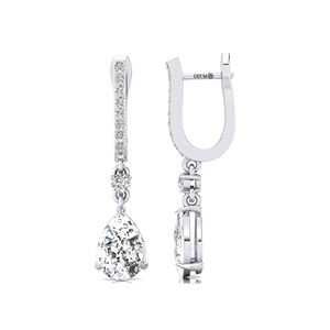 Pendientes de Aro Colgantes con Diamante Cultivado en Laboratorio de Corte Pera de 9*7mm, 2 Quilates, Oro de 14K y 18K, Forma de Gota de Agua, Certificado IGI, Lujosos, Unisex, Finos - Product Image 2