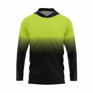 Men's Gradient Long Sleeve Fishing Shirt Quick Dry UPF 50 Sun Protection Pullover <b>Top</b> Adult Size Green to Black - Product Image 1