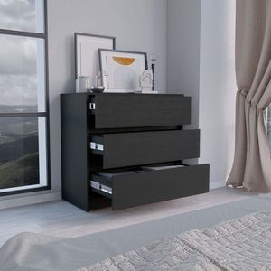 Cassettiera Nera Alta 79 cm con 3 Cassetti, Elegante Mobile Contenitore - Product Image 2