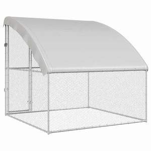Cage à poulets en acier galvanisé argenté 6,56 x 6,56 x 6,56 pieds, cage pour animaux - Product Image 6