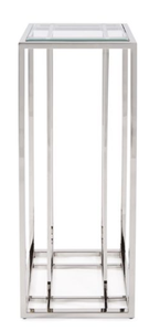 Table console moderne en acier inoxydable avec plateau en verre transparent pour l'entrée de la maison et la décoration de mariage en hôtel - Product Image 6