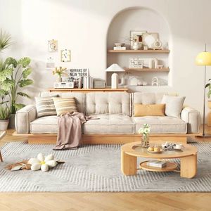 Teak <b>Wood</b> Japandi <b>Sofa</b> with Storage Drawers – Modern Minimalist Living Room Furniture - Product Image 1