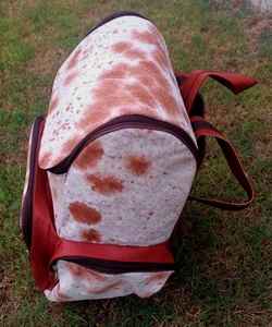 Genuine Leather Hair Cowhide <b>Backpack</b> <b>Large</b> Capacity 20-35L Travel School Laptop Bag Zipper Letter Multi-function Unisex - Product Image 3