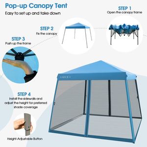 Tende per Fiere 10 x 10 Piedi, Gazebo Pop-up con Pareti Laterali in Rete Resistente e Pratica Borsa con Ruote - Product Image 6