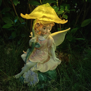 Transparent resin garden decorations Resin Fairy Garden Statue Flower <b>Hat</b> Winged Ornament - Product Image 2