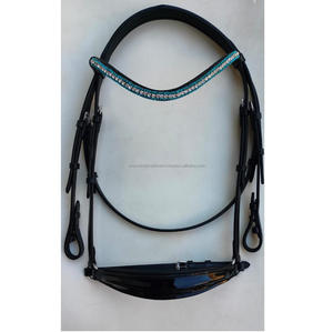 Brida de caballo con logotipo personalizado de excelente calidad, equipo de equitación de cuero ecuestre, banda acolchada para cejas elevadas, costuras elegantes para cazador - Product Image 4