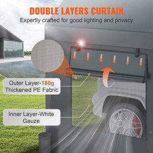 Cochera Extra Grande de 12 x 20 pies con Ventanas Enrollables Ventiladas, Garaje Portátil y Paredes Laterales Removibles, Cubiertas Impermeables - Product Image 4