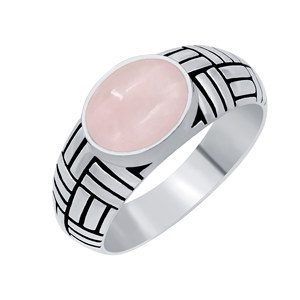 Bague Chevalière Classique Unisexe en Argent Sterling 925 Véritable avec Quartz Rose, Sertissage Clos, Style Vintage, Prix Usine, Personnalisable - Product Image 1