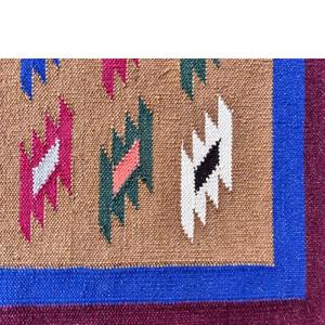 Tapis de yoga Dhurrie en coton doux et mince qui double comme coureur de sol de cuisine 045 - Product Image 4